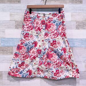 Disney Vintage Floral Denim Flared Midi Skirt Mickey Mouse Donaldson Womens 29